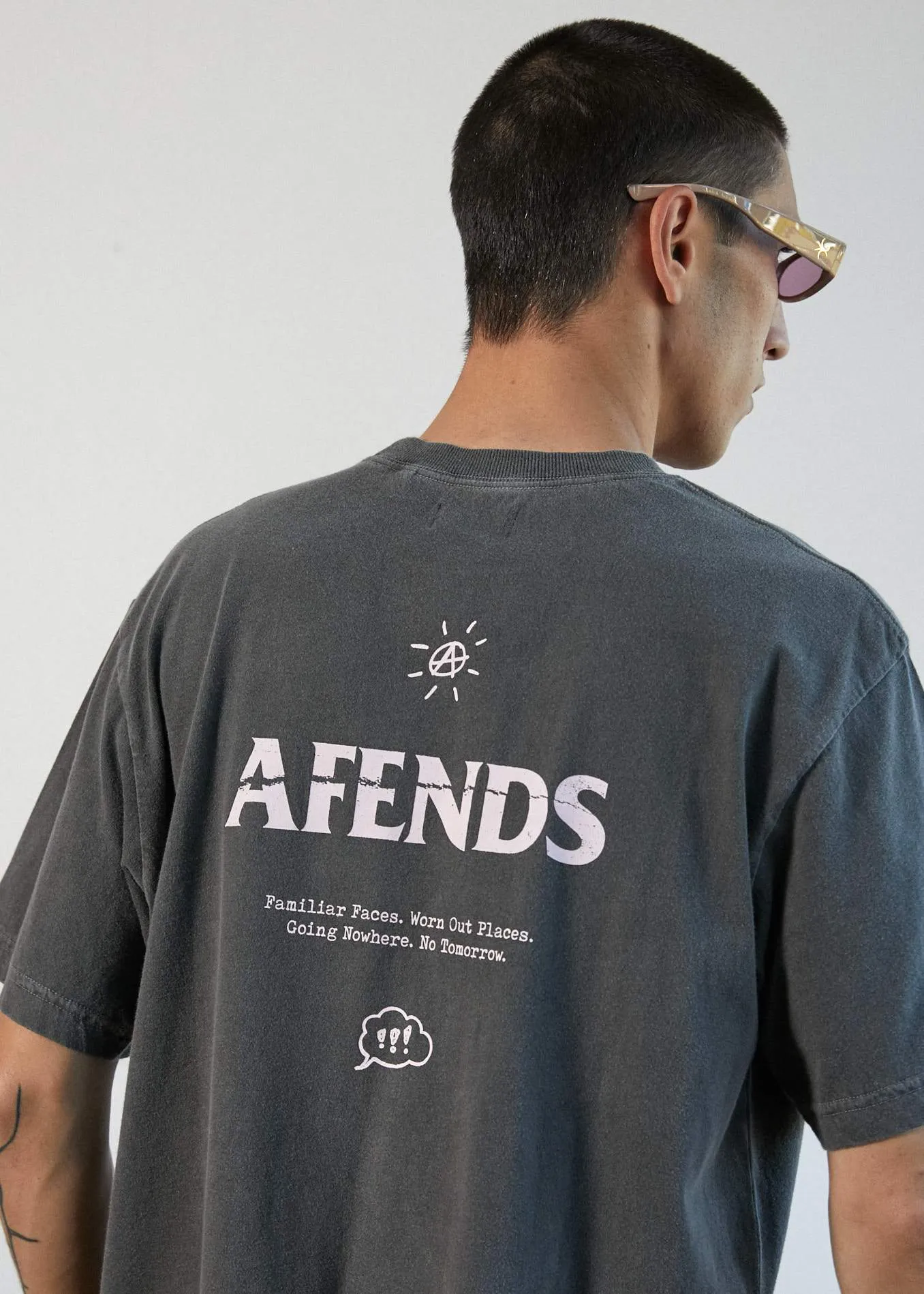 Afends Mens No Tomorrow - Retro Fit Tee - Stone Black