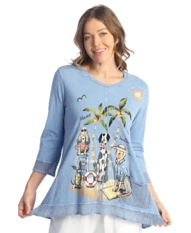 Aloha Mineral Washed Tunic With Mesh Contrast