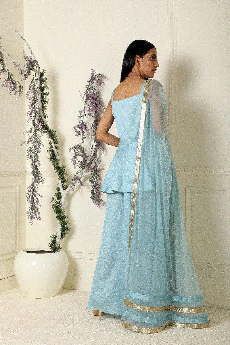 Ash Blue Tunic Palazzo Set of 3