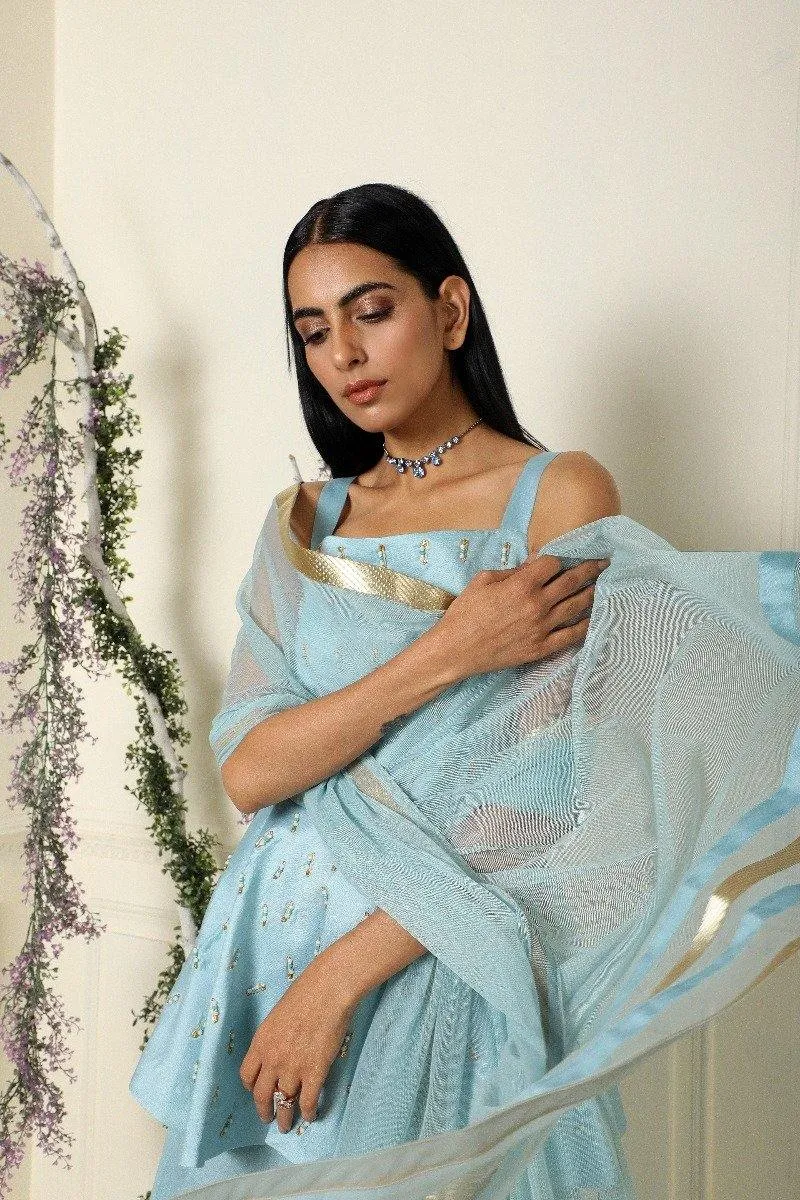 Ash Blue Tunic Palazzo Set of 3