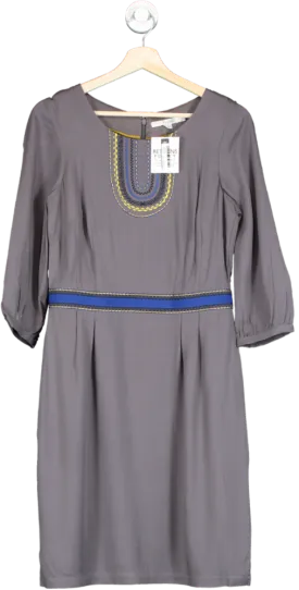 Boden Pewter Carla Embroidered detail Tunic Dress UK 6