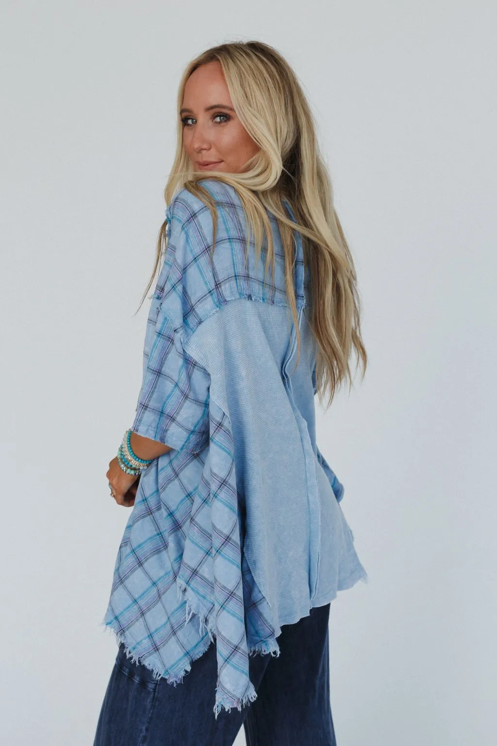 Cherished Heart Plaid Tunic - Blue