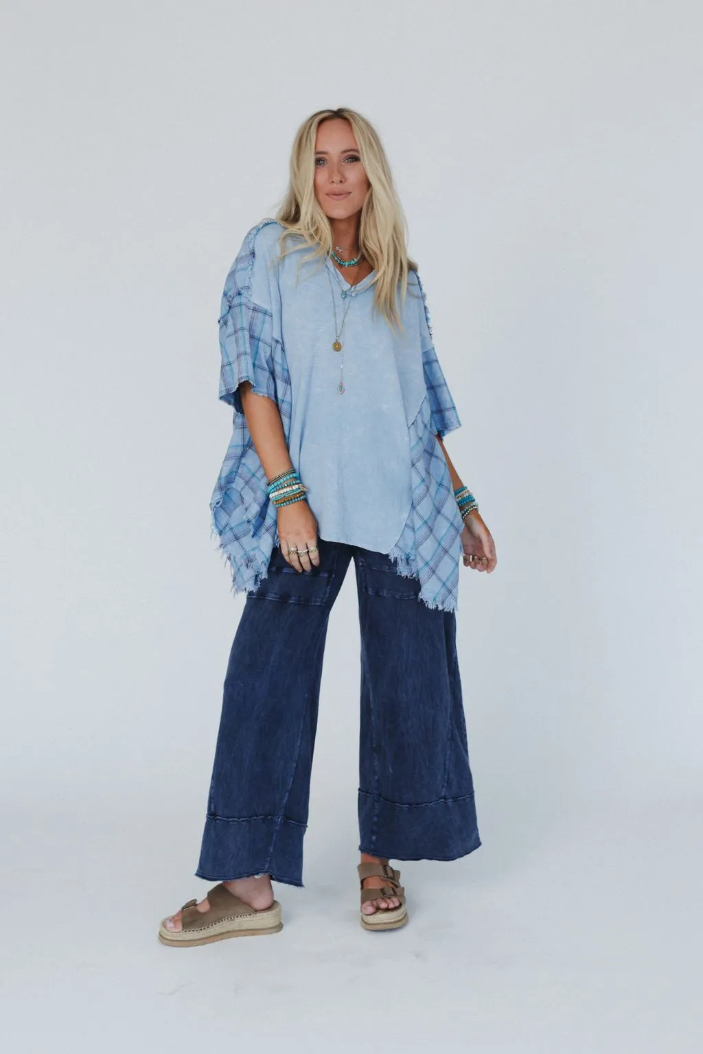 Cherished Heart Plaid Tunic - Blue