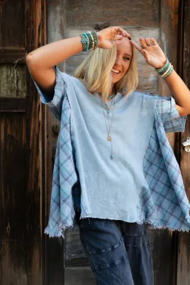 Cherished Heart Plaid Tunic - Blue