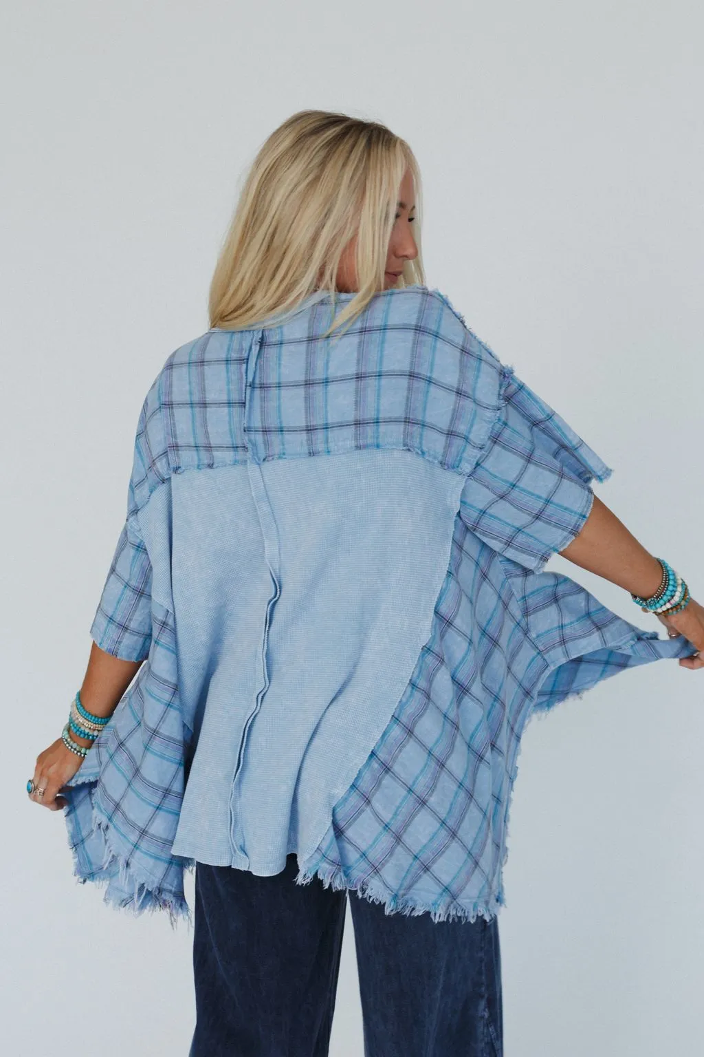 Cherished Heart Plaid Tunic - Blue