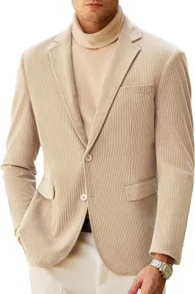 COOFANDY Mens Corduroy Blazer Casual Sport Coat Vintage Two Button Suit Blazer Jacket