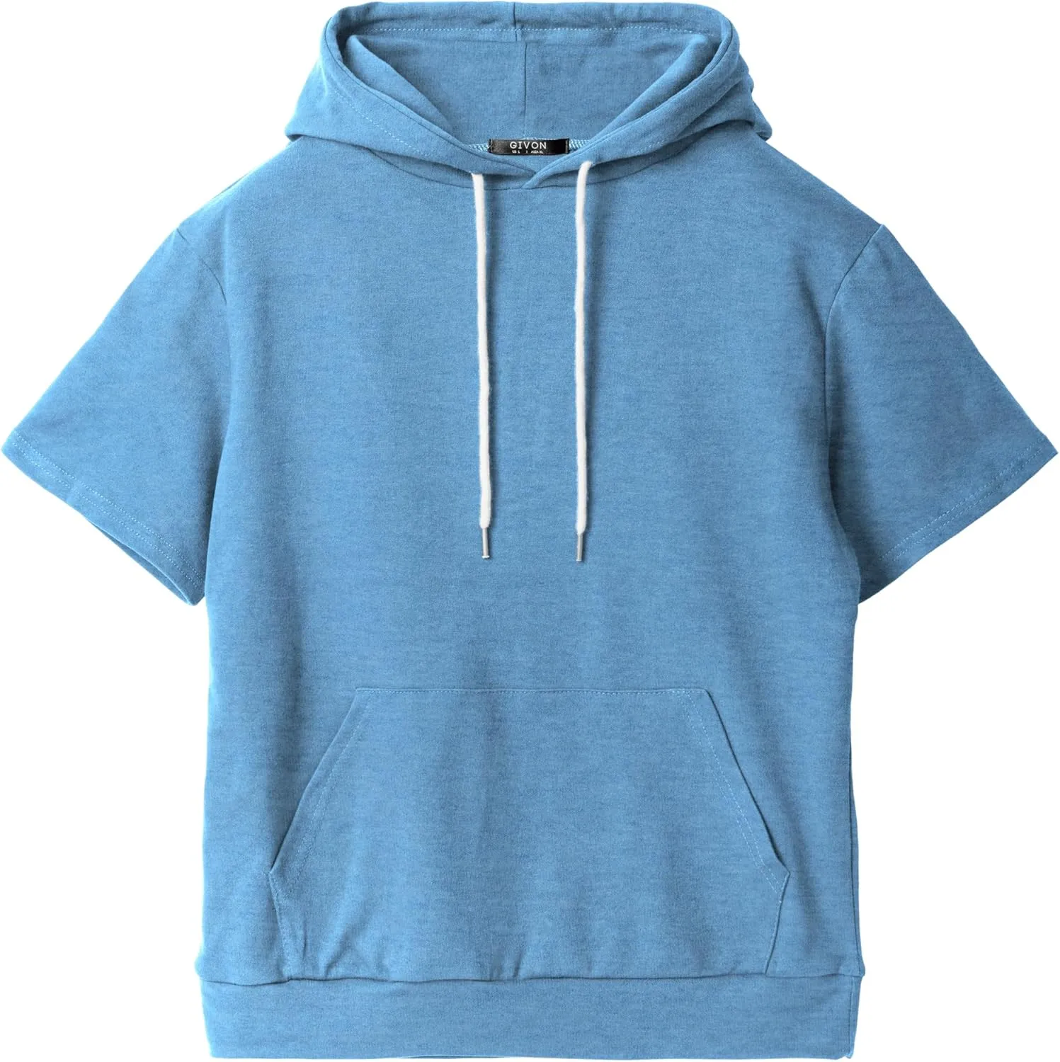 GIVON Women's Comfortable Short Sleeve Hoodie Pullover Hooded Sweatshirt with Kangaroo Pocket