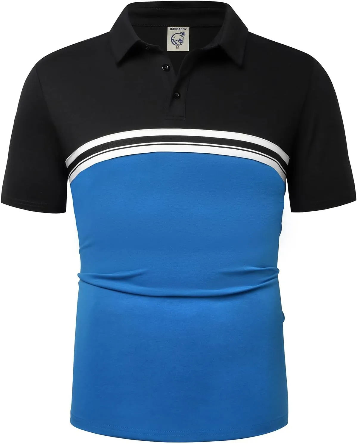 Hardaddy Men's Striped Polo Shirt Short Sleeve Casual Color Block Graphic Tee Collared Golf Shirts for Men