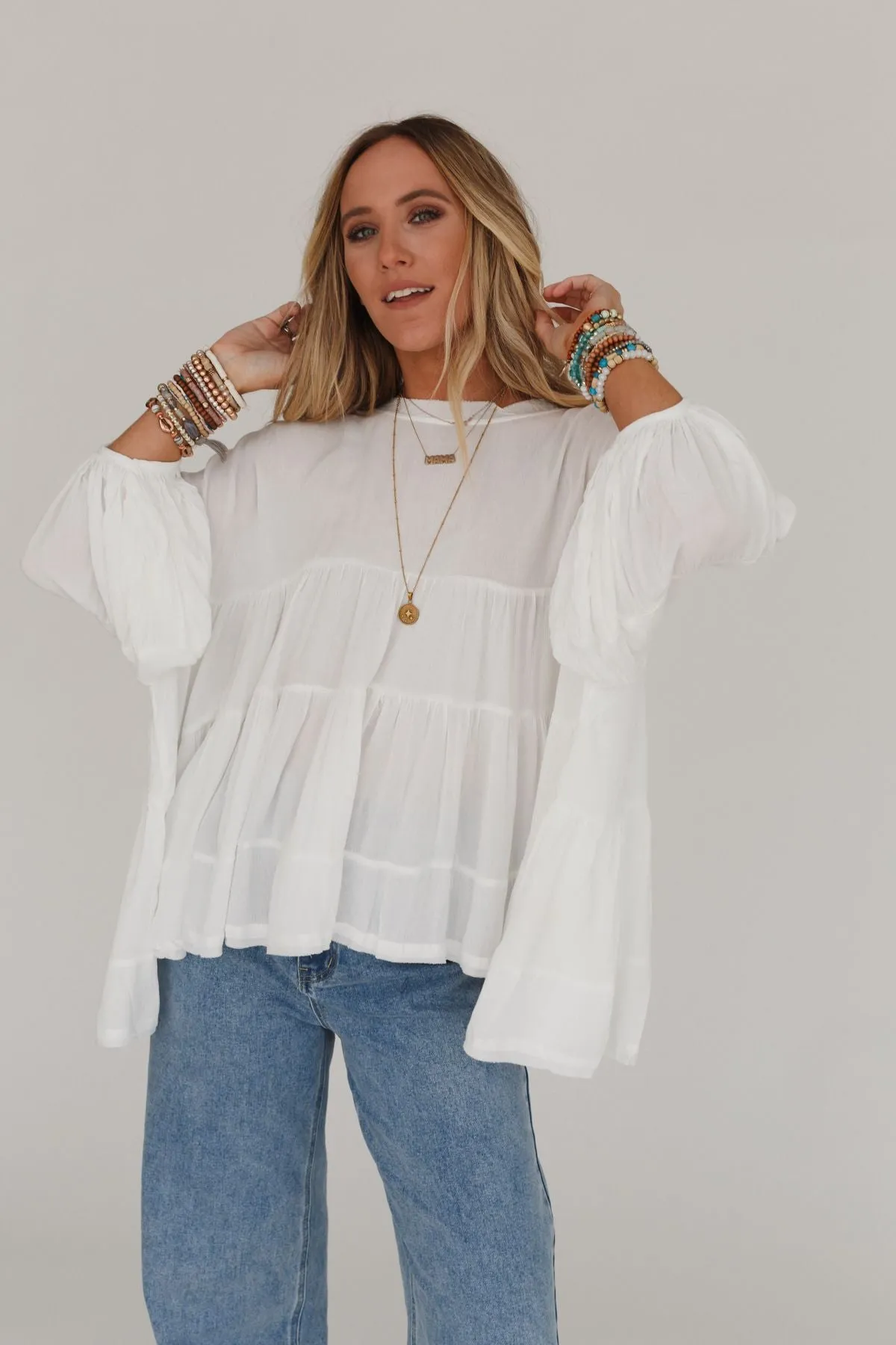 In The Clouds Tunic Top - Off White
