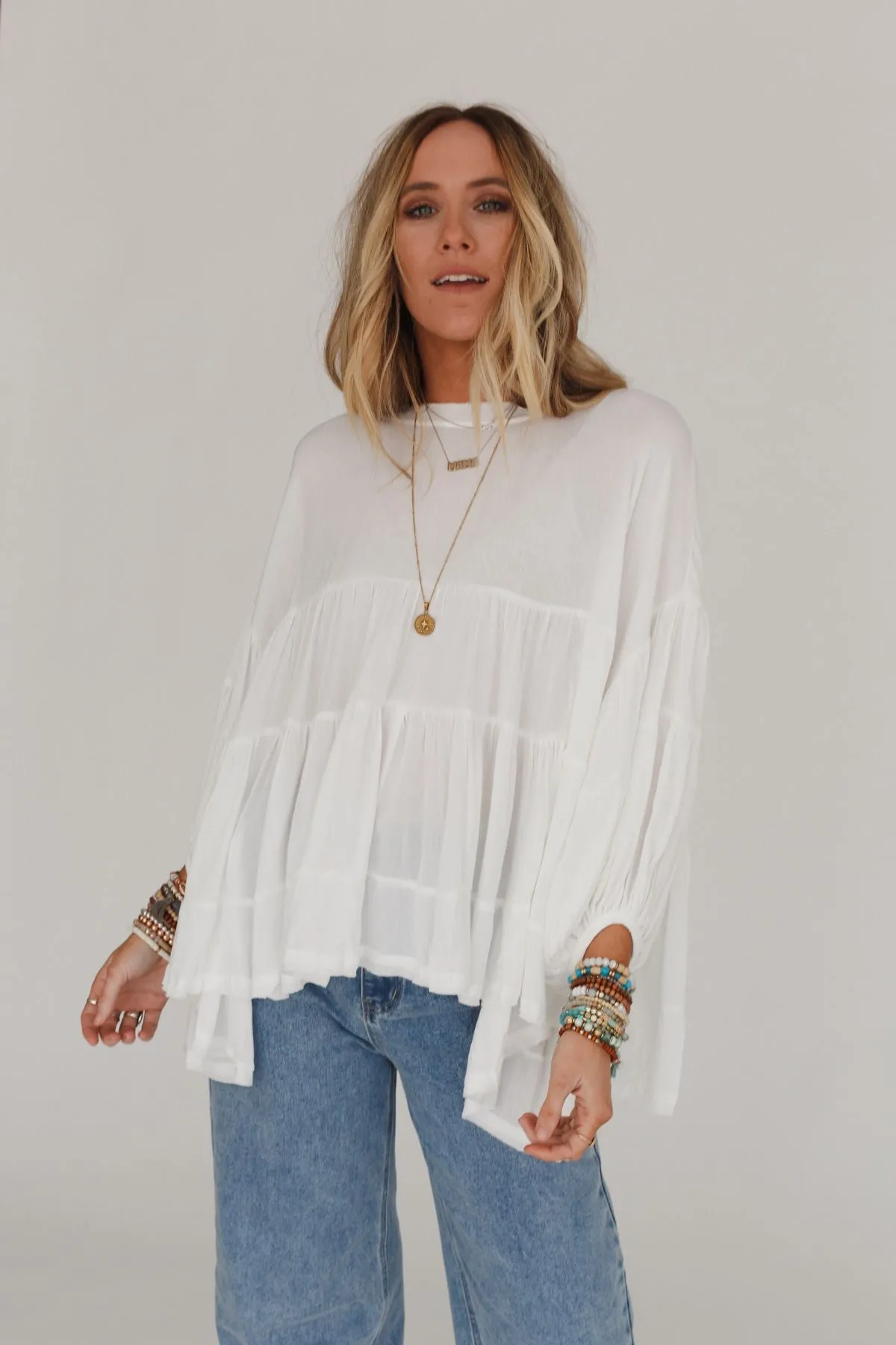 In The Clouds Tunic Top - Off White