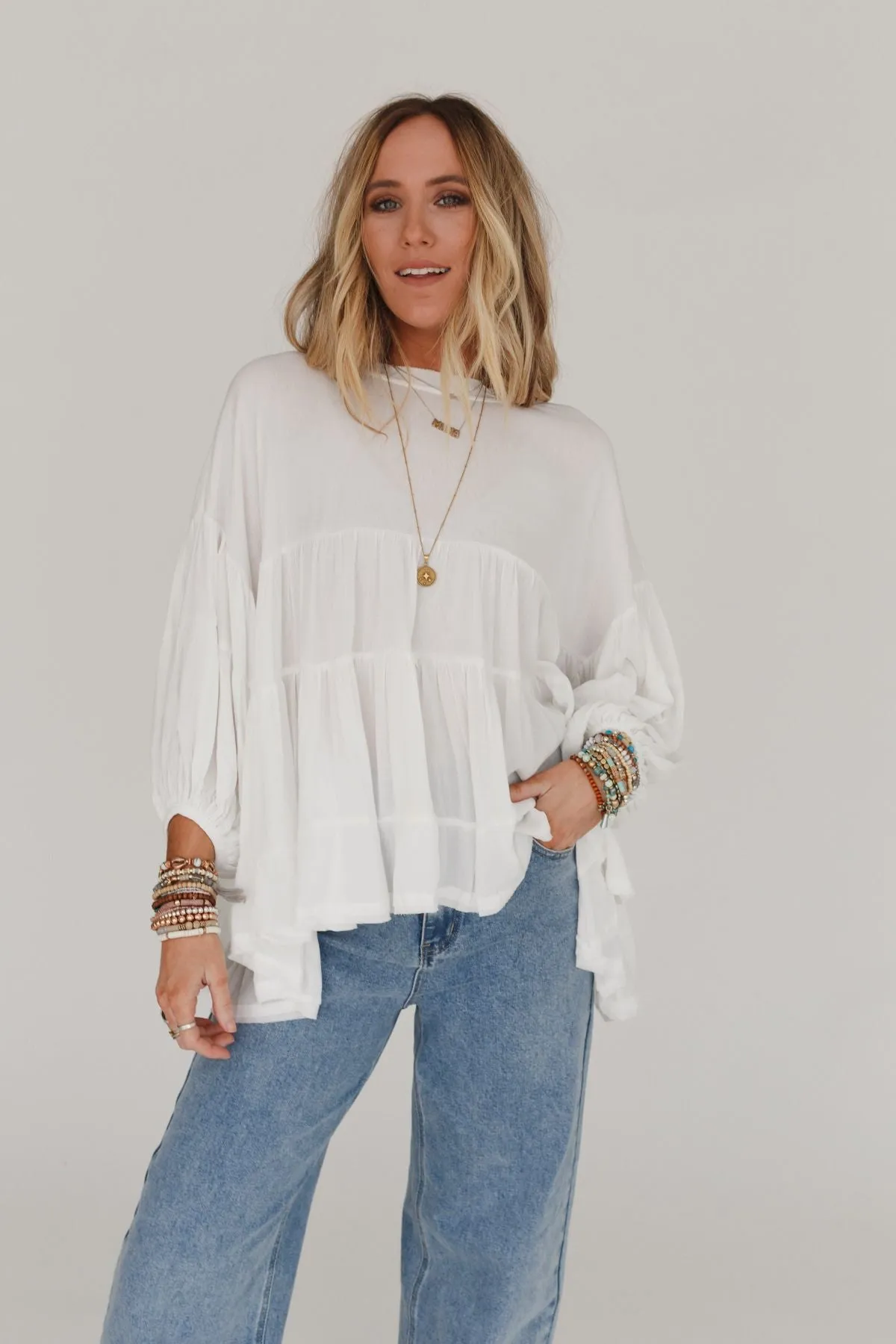 In The Clouds Tunic Top - Off White