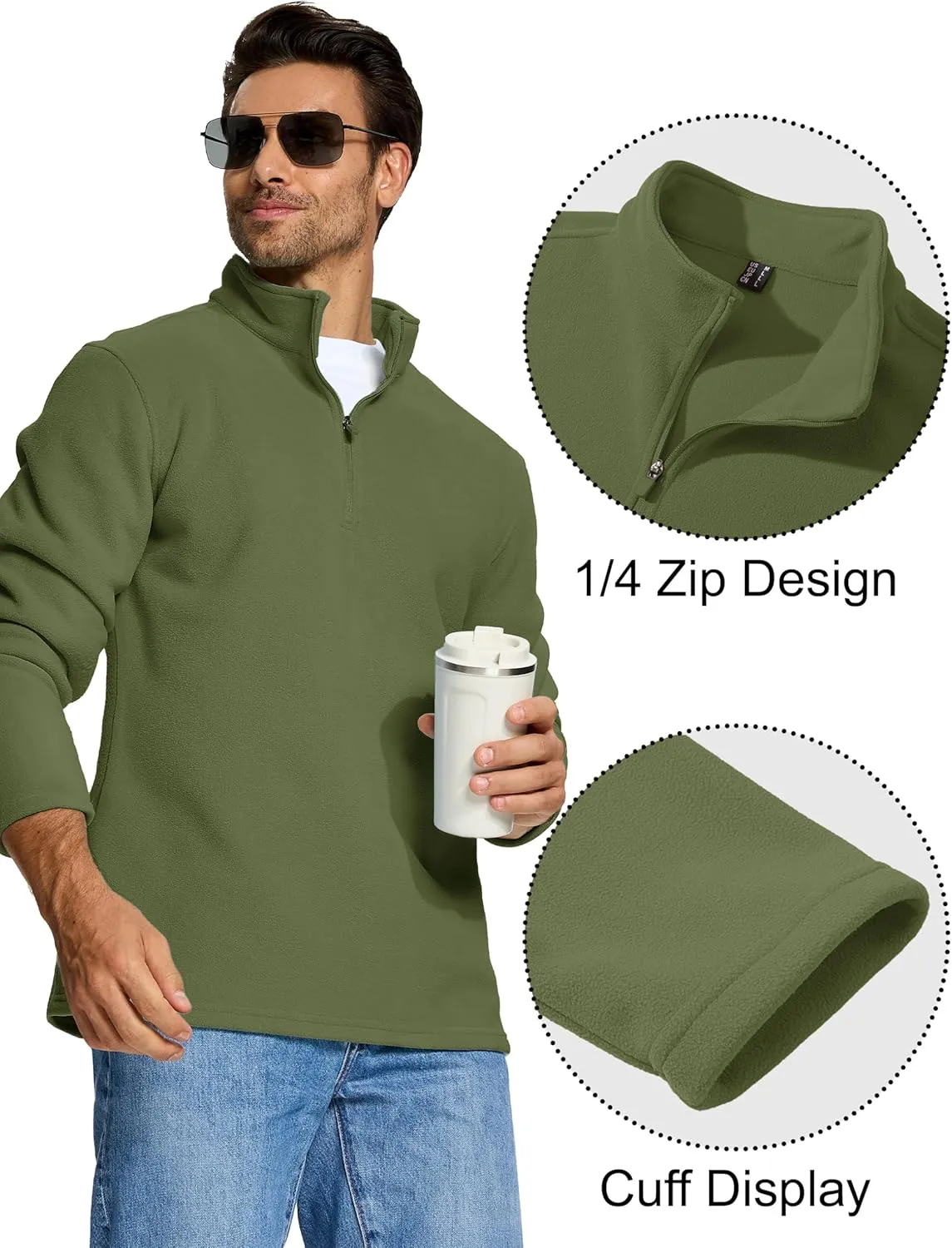 MAGCOMSEN Men's Quarter-Zip Pullover Polar Fleece Sweatshirt Stand Collar Long Sleeve Shirt for Men Thermal Winter Fall