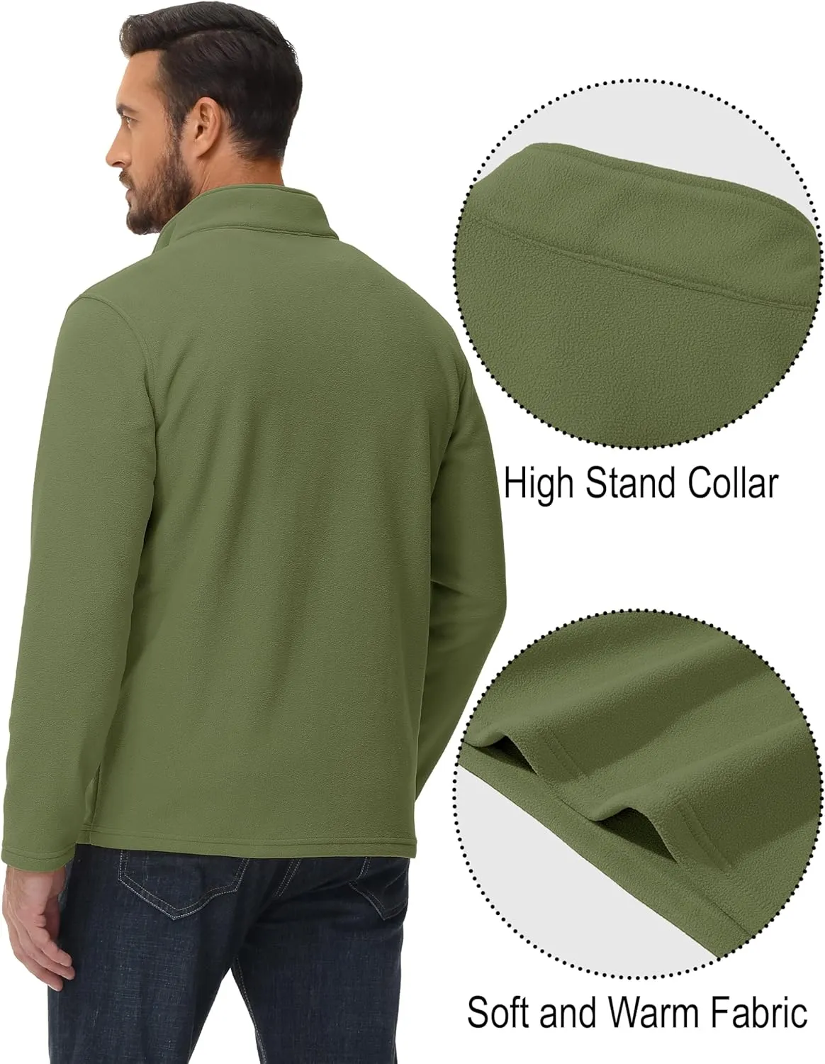 MAGCOMSEN Men's Quarter-Zip Pullover Polar Fleece Sweatshirt Stand Collar Long Sleeve Shirt for Men Thermal Winter Fall