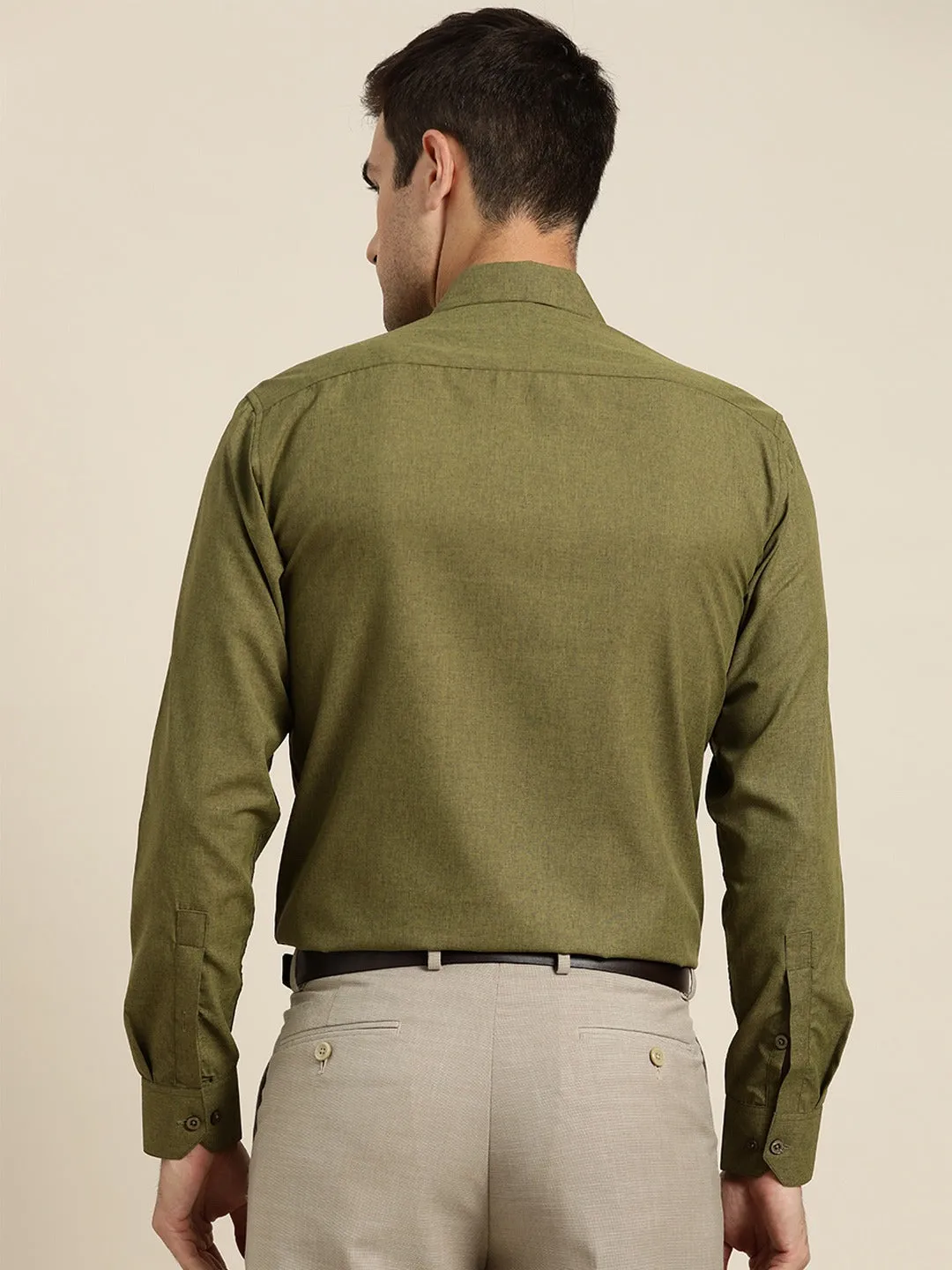 Men's Cotton Olive Green Casual Shirt