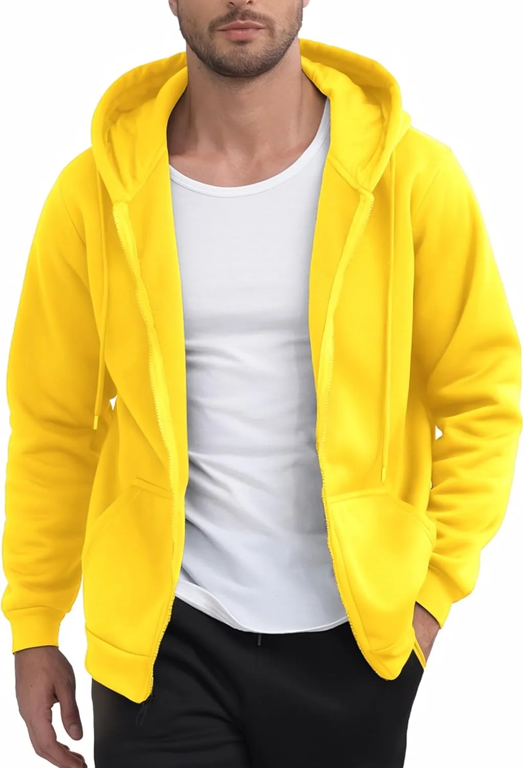 Men's Full Zip Hoodie Fleece Long Sleeve Hooded Sweatshirt Pullover Men Lightweight Athletic Hoodies