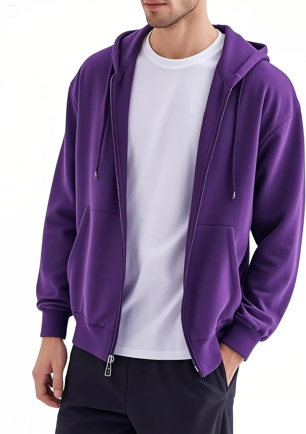 Men's Full Zip Hoodie Fleece Long Sleeve Hooded Sweatshirt Pullover Men Lightweight Athletic Hoodies
