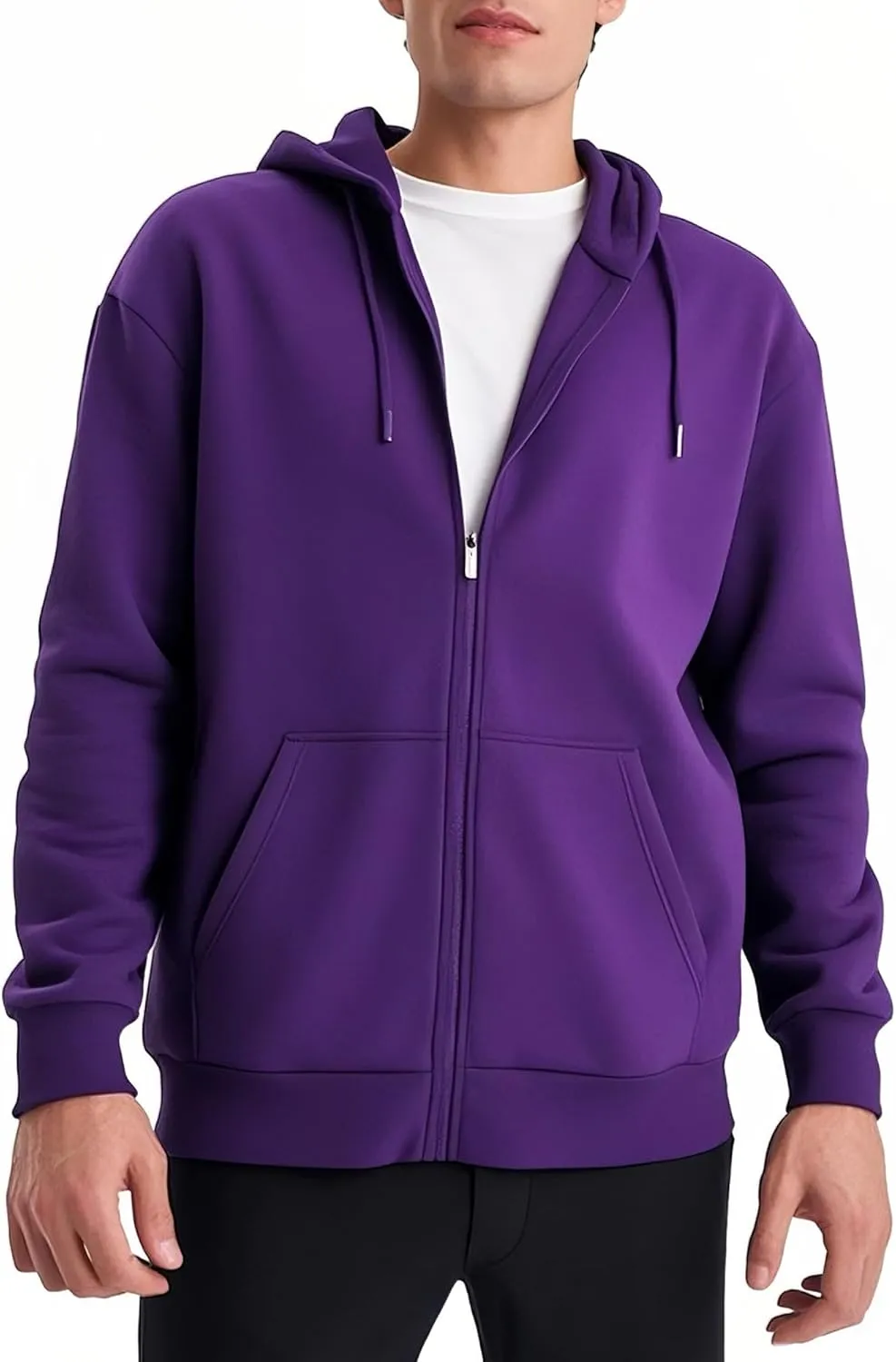 Men's Full Zip Hoodie Fleece Long Sleeve Hooded Sweatshirt Pullover Men Lightweight Athletic Hoodies