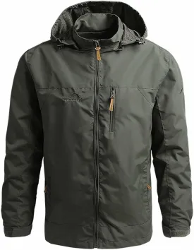 Mens Lightweight Waterproof Jacket Mountain Sport Jacket with Hooded Loose Fit Hiking Windbreaker Raincoat