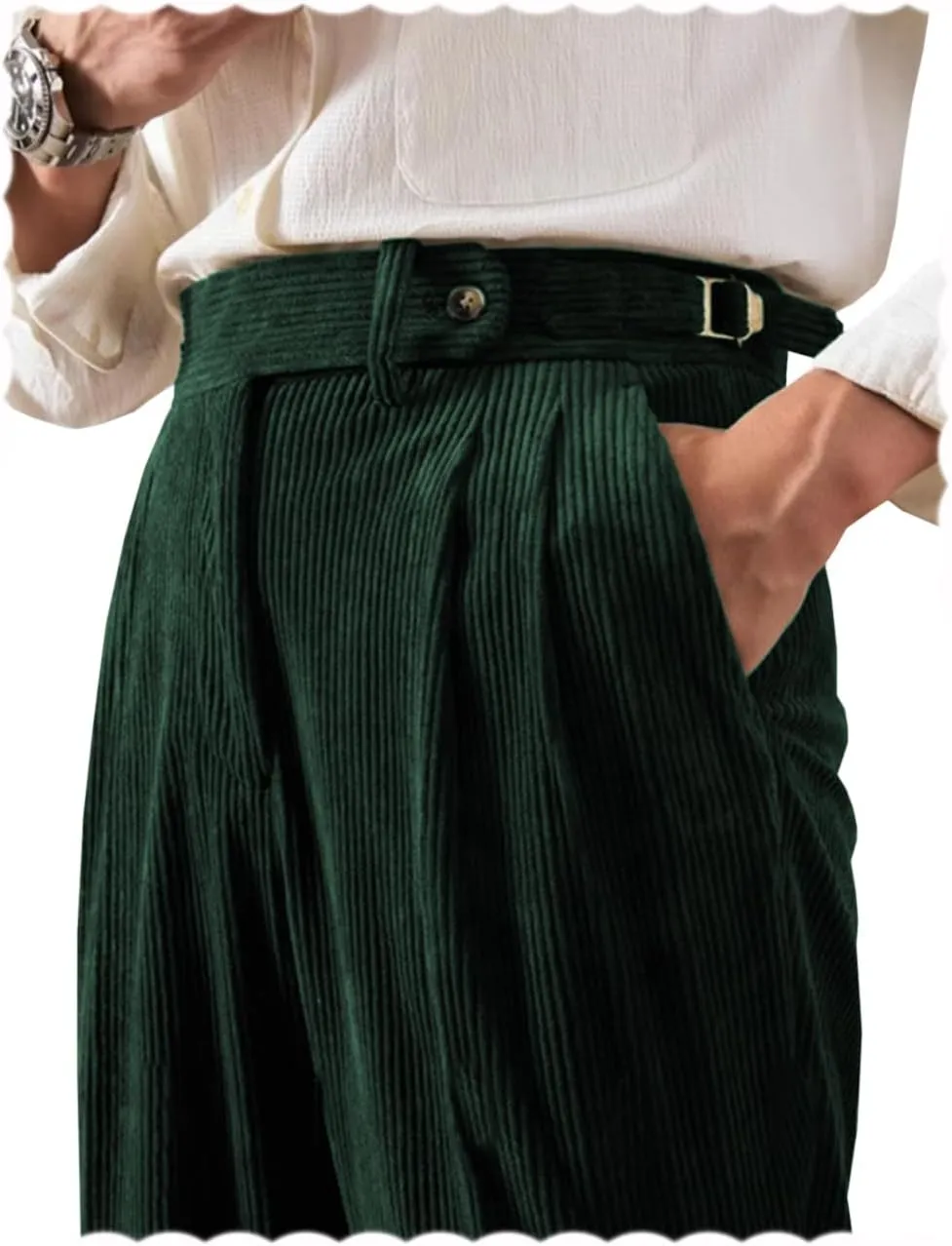 Men's Pants Corduroy Tailored Classic Fit Winter Stretchy Casual Corduroy Dress Pants