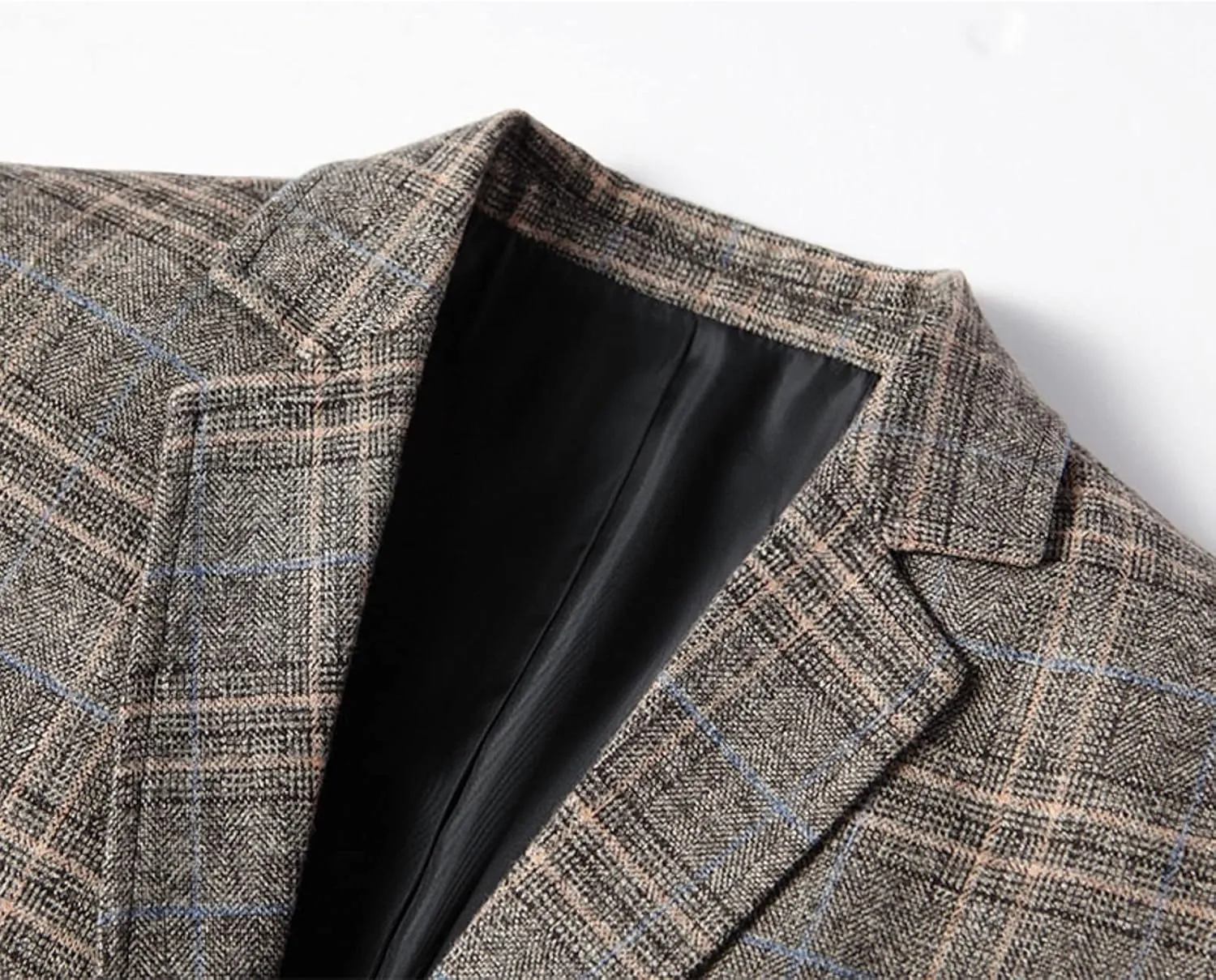 Mens Plaid Blazer Dinner Blazer Two Button Business Suit Jacket Casual Slim Fit Checkered Blazer for Men Wedding