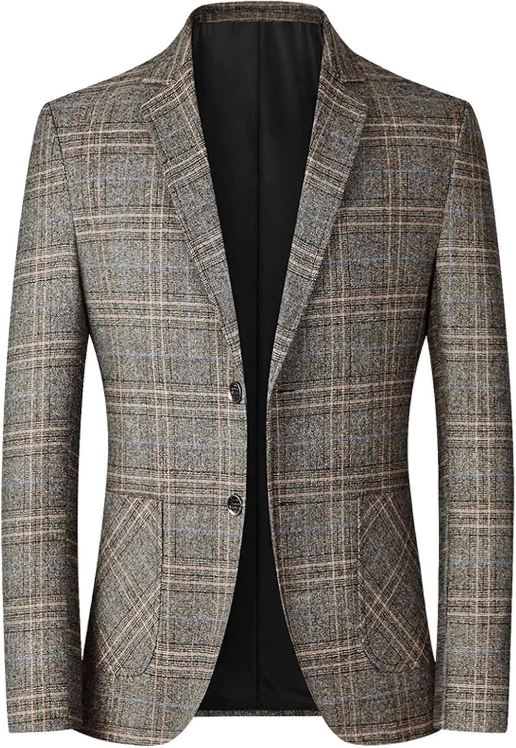 Mens Plaid Blazer Dinner Blazer Two Button Business Suit Jacket Casual Slim Fit Checkered Blazer for Men Wedding