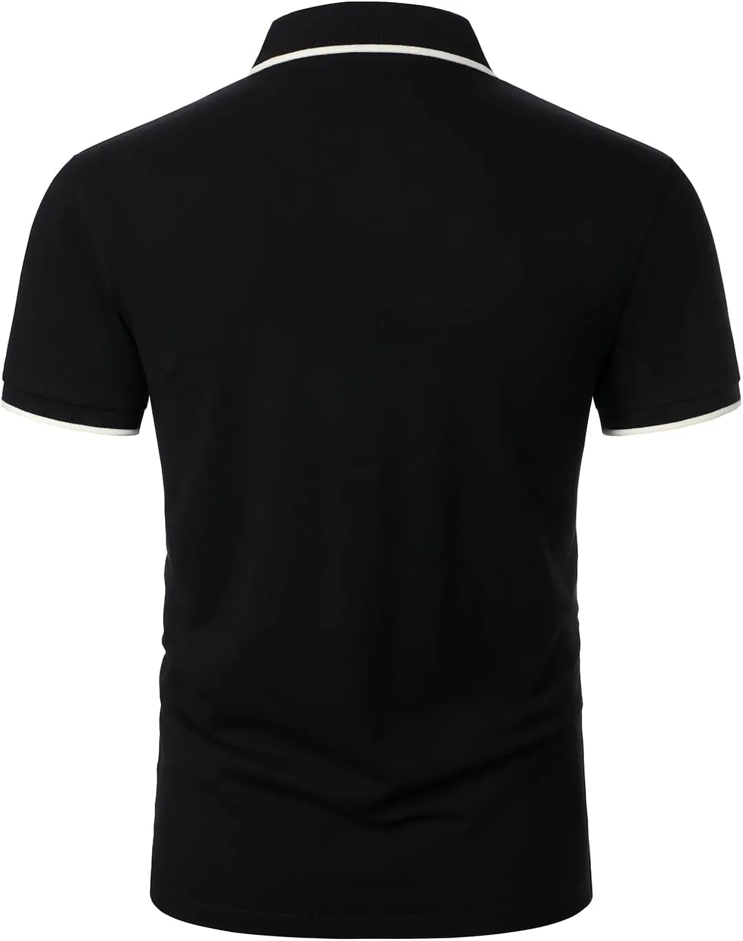 Men's Polo Shirts Short Sleeve Striped Contrast Collar Golf Polo with Pocket Casual Cotton T Shirts for Men