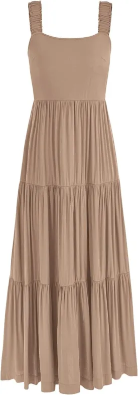 PRETTYGARDEN Women's 2025 Sun Dresses Women Summer Casual Flowy Tired Maxi Dress Backless Beach Long Dresses Tank Dress