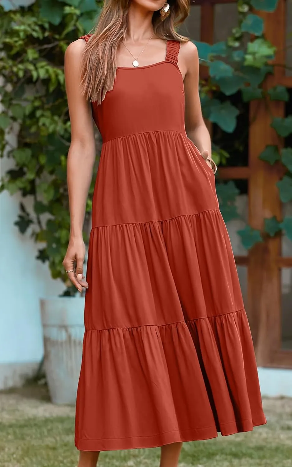 PRETTYGARDEN Women's 2025 Sun Dresses Women Summer Casual Flowy Tired Maxi Dress Backless Beach Long Dresses Tank Dress