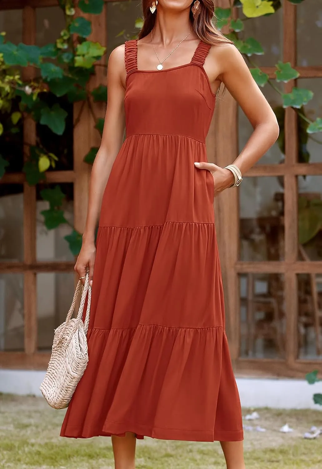 PRETTYGARDEN Women's 2025 Sun Dresses Women Summer Casual Flowy Tired Maxi Dress Backless Beach Long Dresses Tank Dress