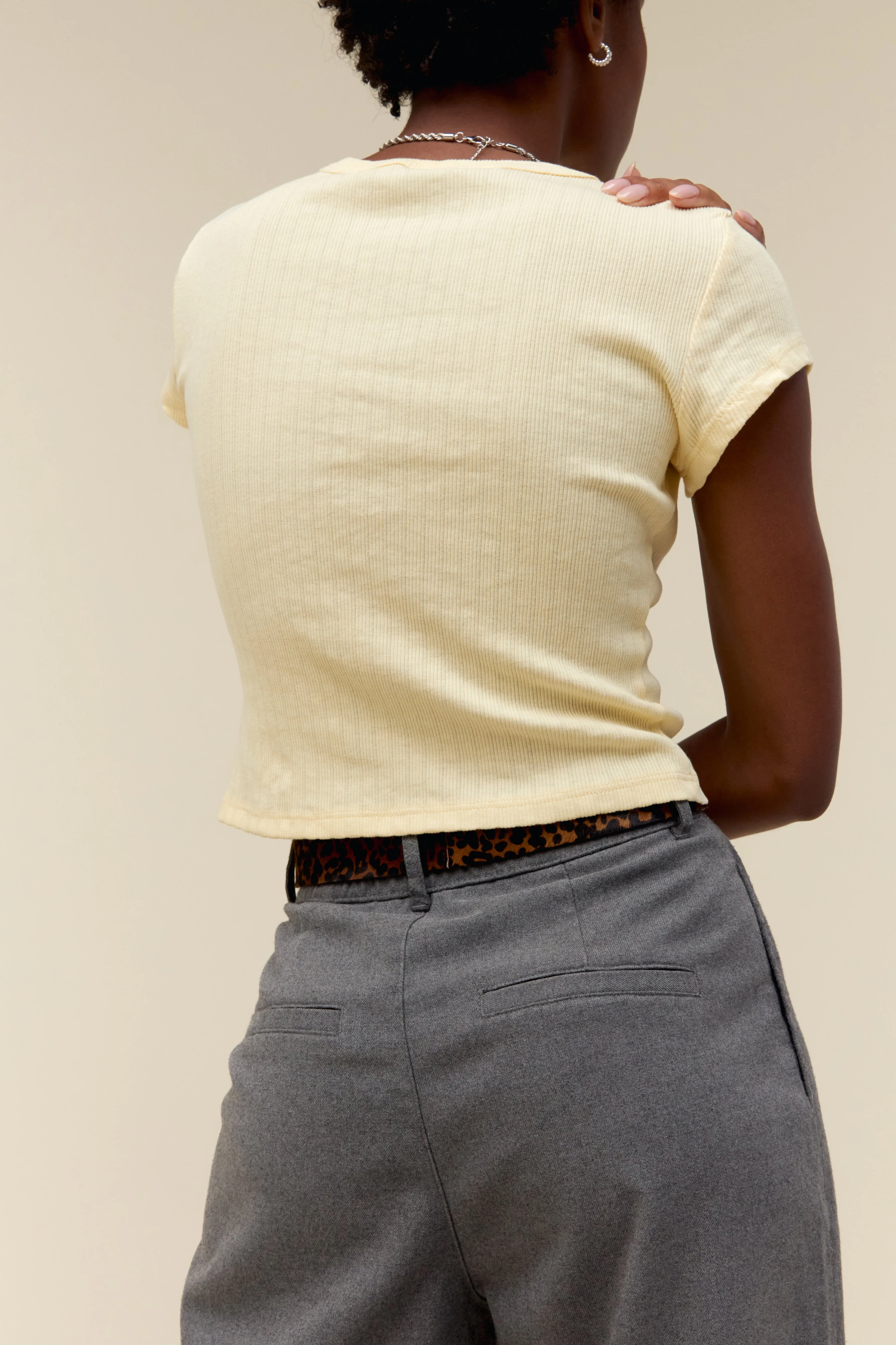 Rose Pointelle Tee in Yellow Fizz
