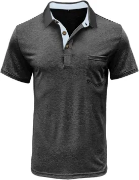 SEGANUP Men's Fashion Polo Shirts Short Sleeve Casual Cotton Golf Shirts Moisture Wicking Polo Shirt with Pocket