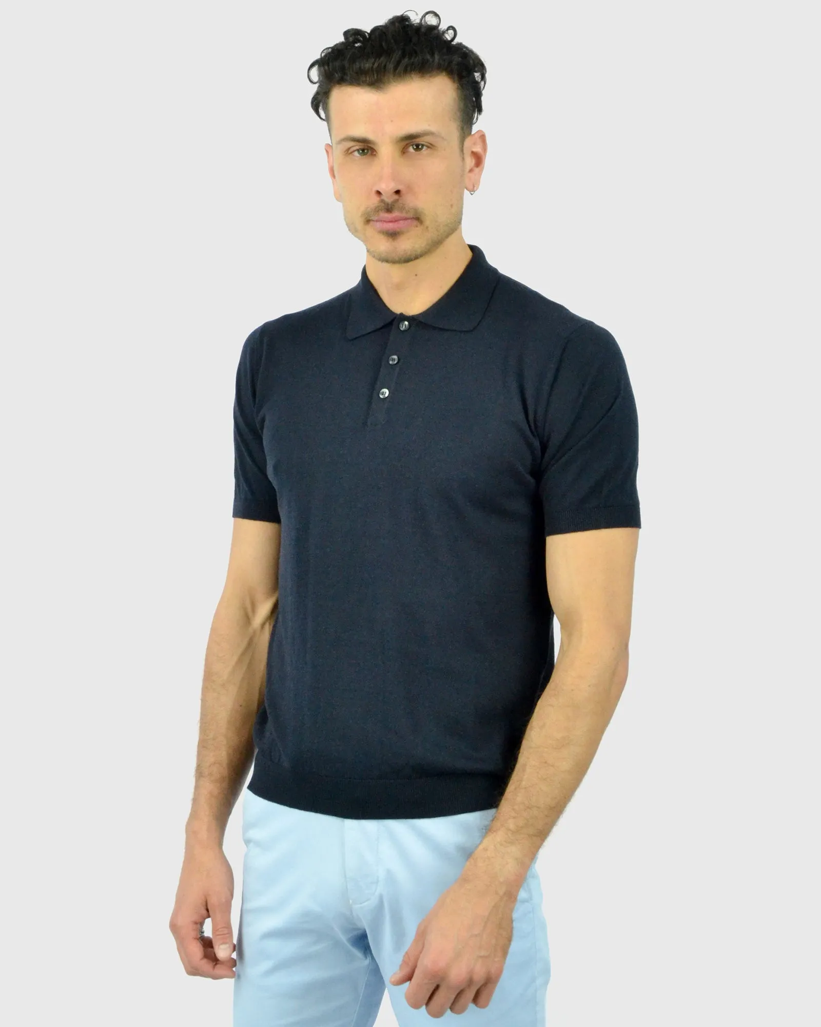 TOMBOLINI WM3SZMFL-TB SS BLK NAVY KNITTED POLO