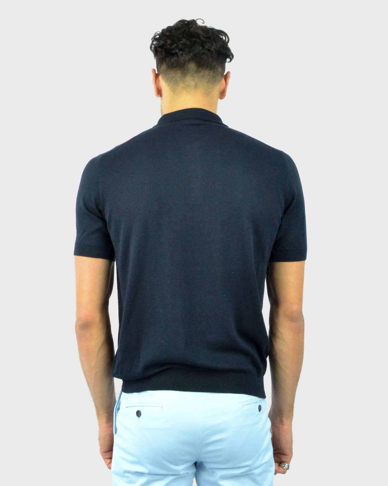 TOMBOLINI WM3SZMFL-TB SS BLK NAVY KNITTED POLO