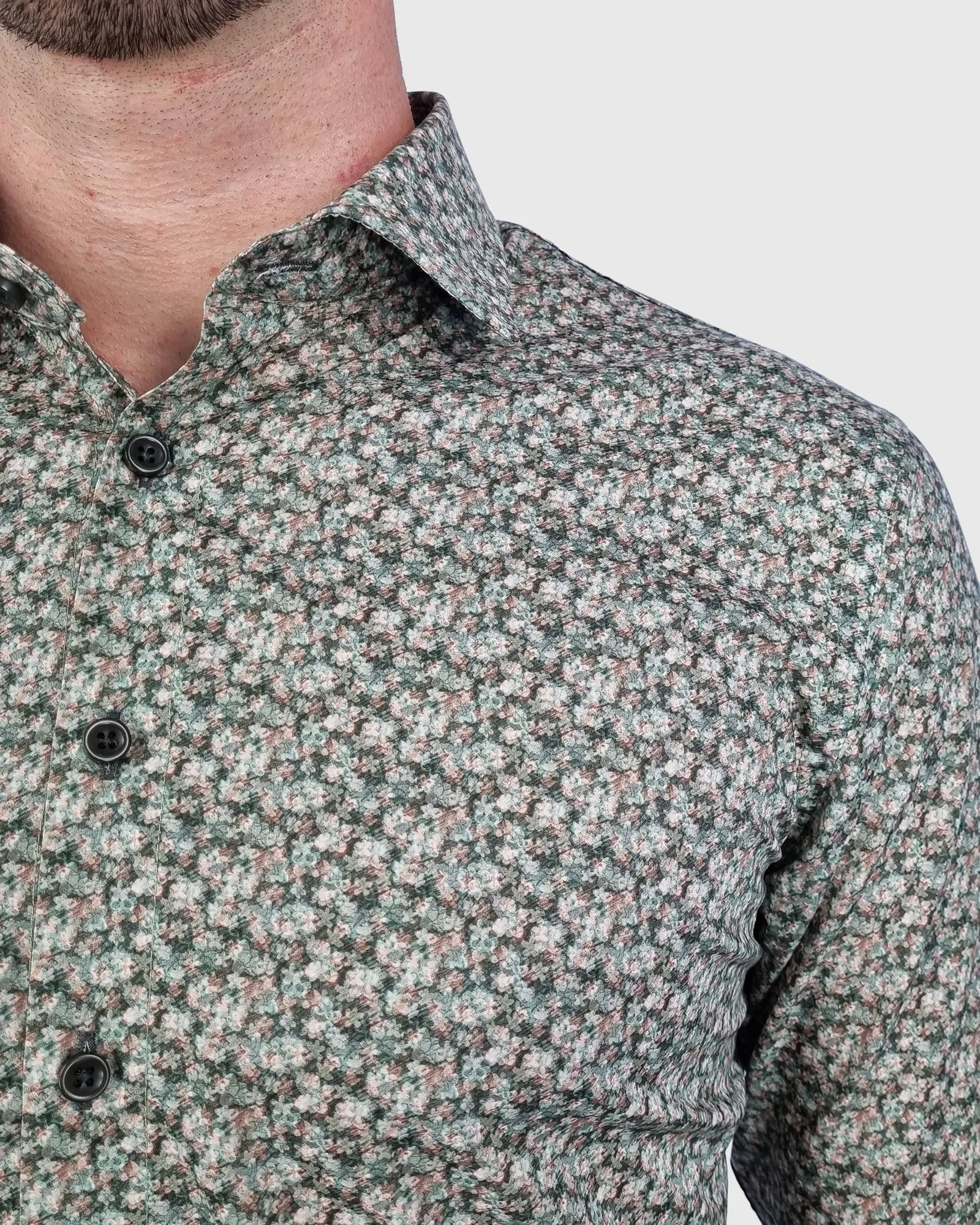 VINCENT & FRANKS W2303632224C GREEN LIBERTY PRINT SLIM SC SHIRT