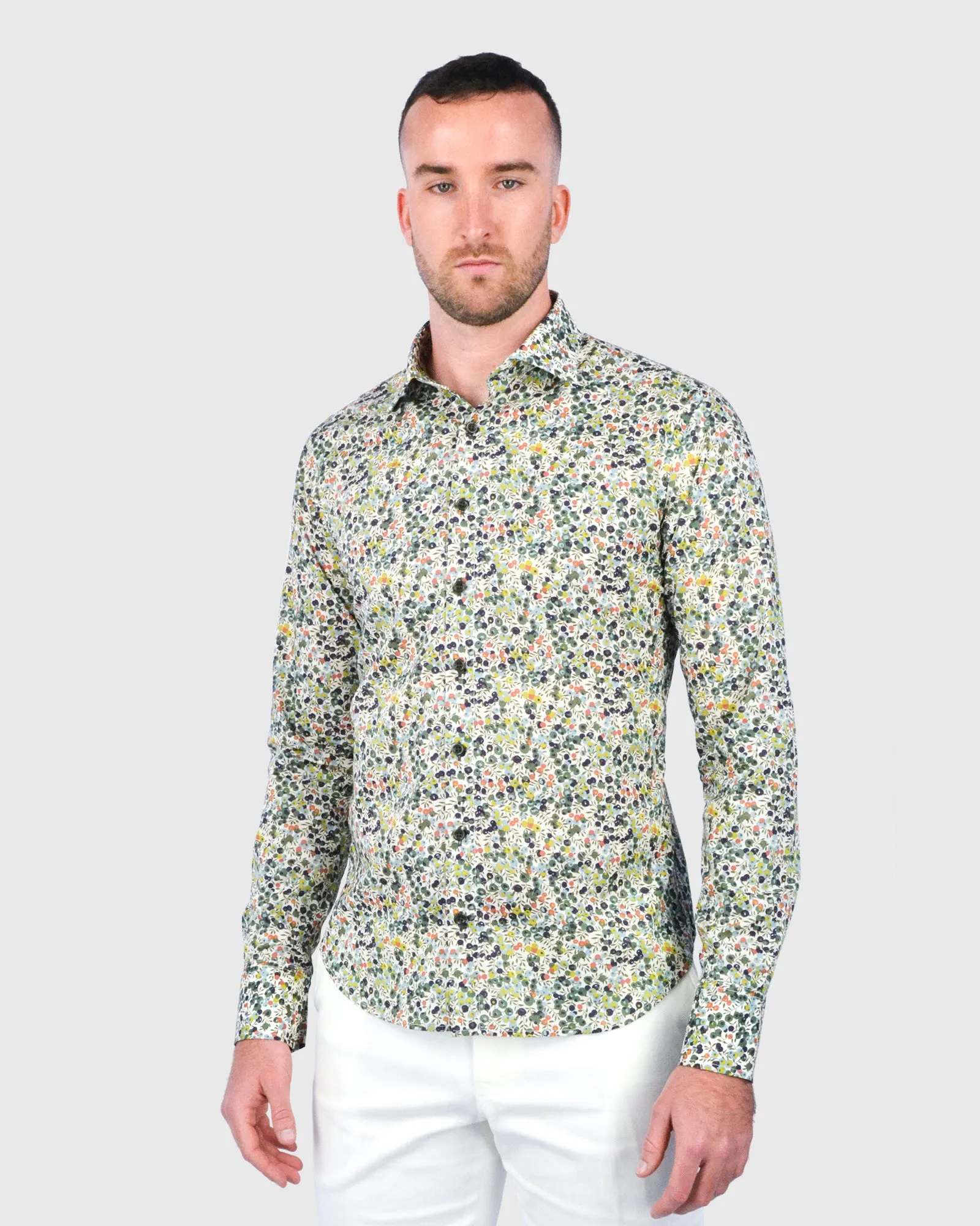 VINCENT & FRANKS W2303639009C GREEN LIBERTY PRINT SLIM SC SHIRT
