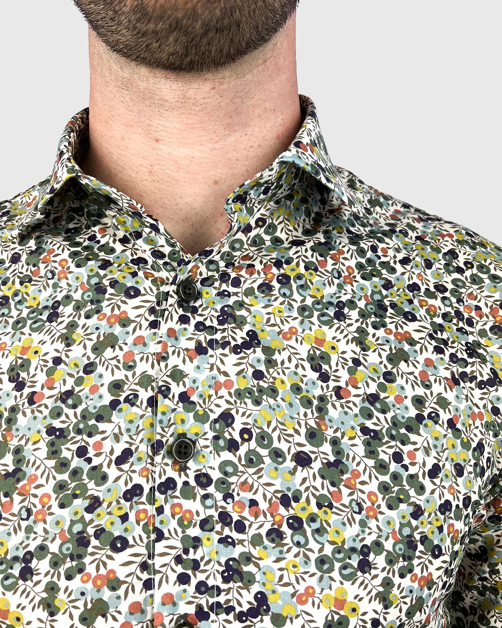 VINCENT & FRANKS W2303639009C GREEN LIBERTY PRINT SLIM SC SHIRT