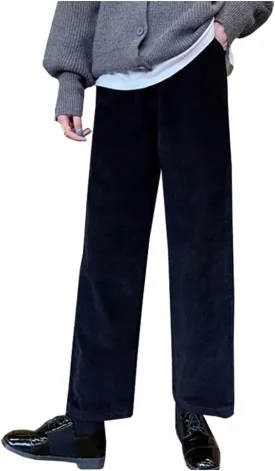 Women's Vintage High Waisted Straight Leg Corduroy Pants Trouser